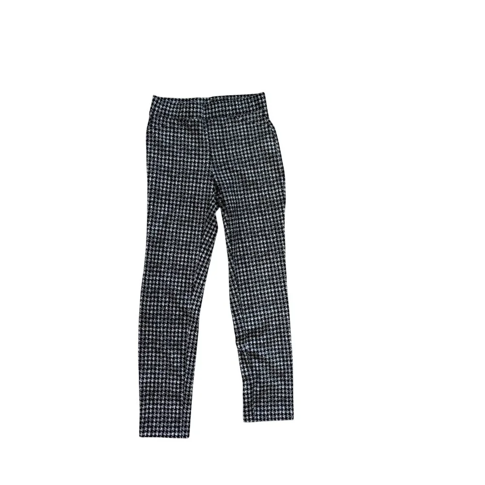 Michael Kors Houndstooth Pants Small Black White Stretch Pull On Professional